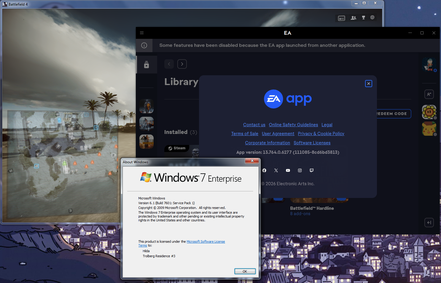 Battlefield 4 with patched EA app on Windows 7